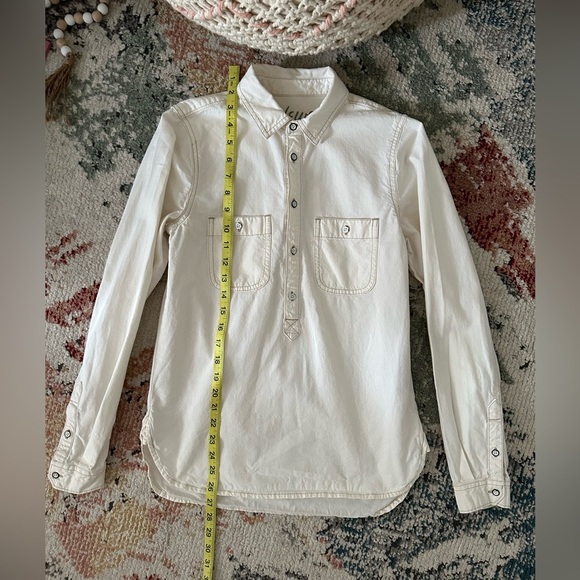 Madewell Denim Shirt Women’s Size XS Long Sleeve Popover Shirt Off-White Western - Picture 6 of 16